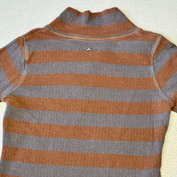 prAna Women's Ivona Blue & Brown Cowel Neck Striped Pullover Organic Cotton - M - Picture 6 of 7